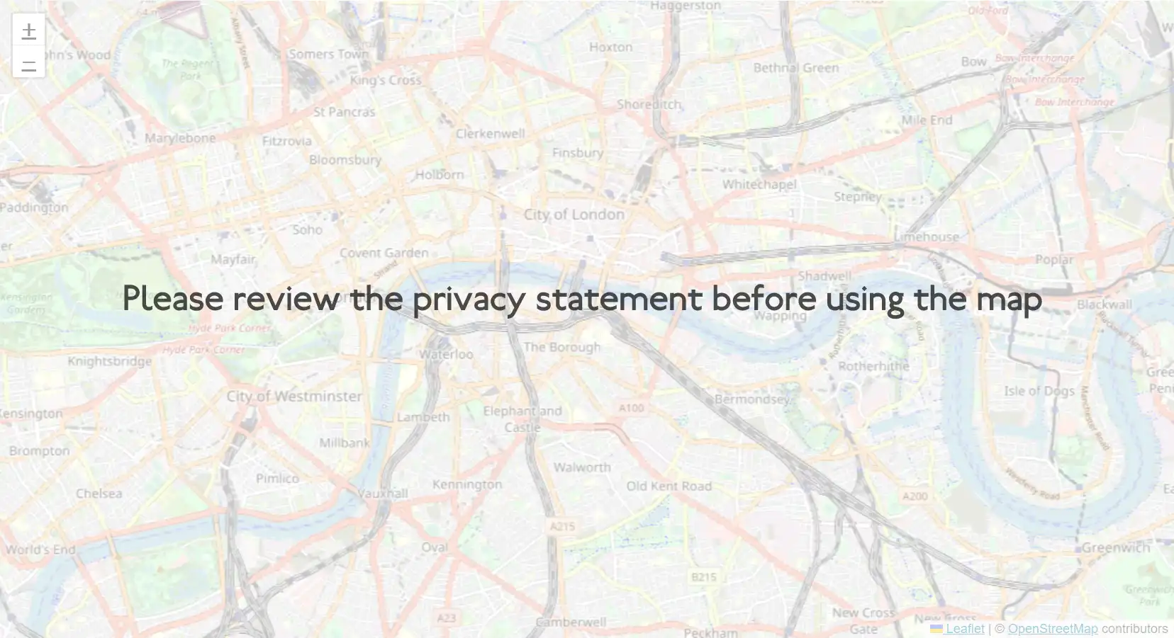 A map control image with privacy hint: Please review the privacy statement before using the map